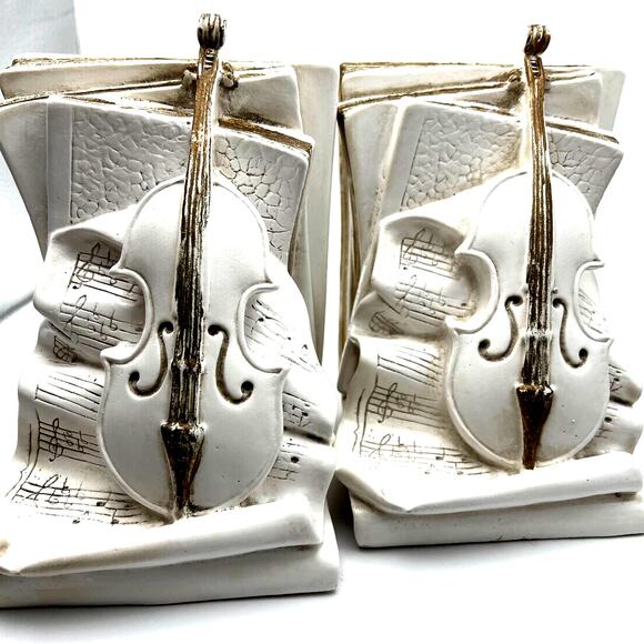 Universal Statuary Corp Classical Music Bookends 1964 Violin Cello Concertos - Picture 1 of 13